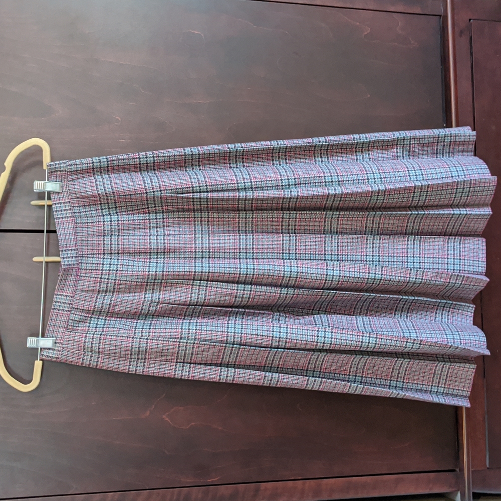 Vintage wool plaid knife pleat skirt 6